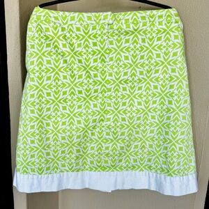 Izod Activewear Lime Green/White Damask Pattern Skort Golf Pockets Back Slit 8